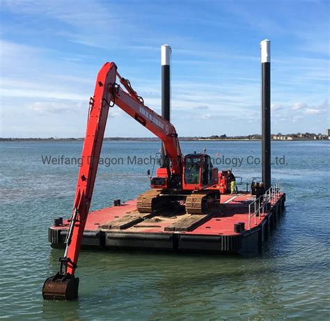 mini excavator barge|self propelled work barge.